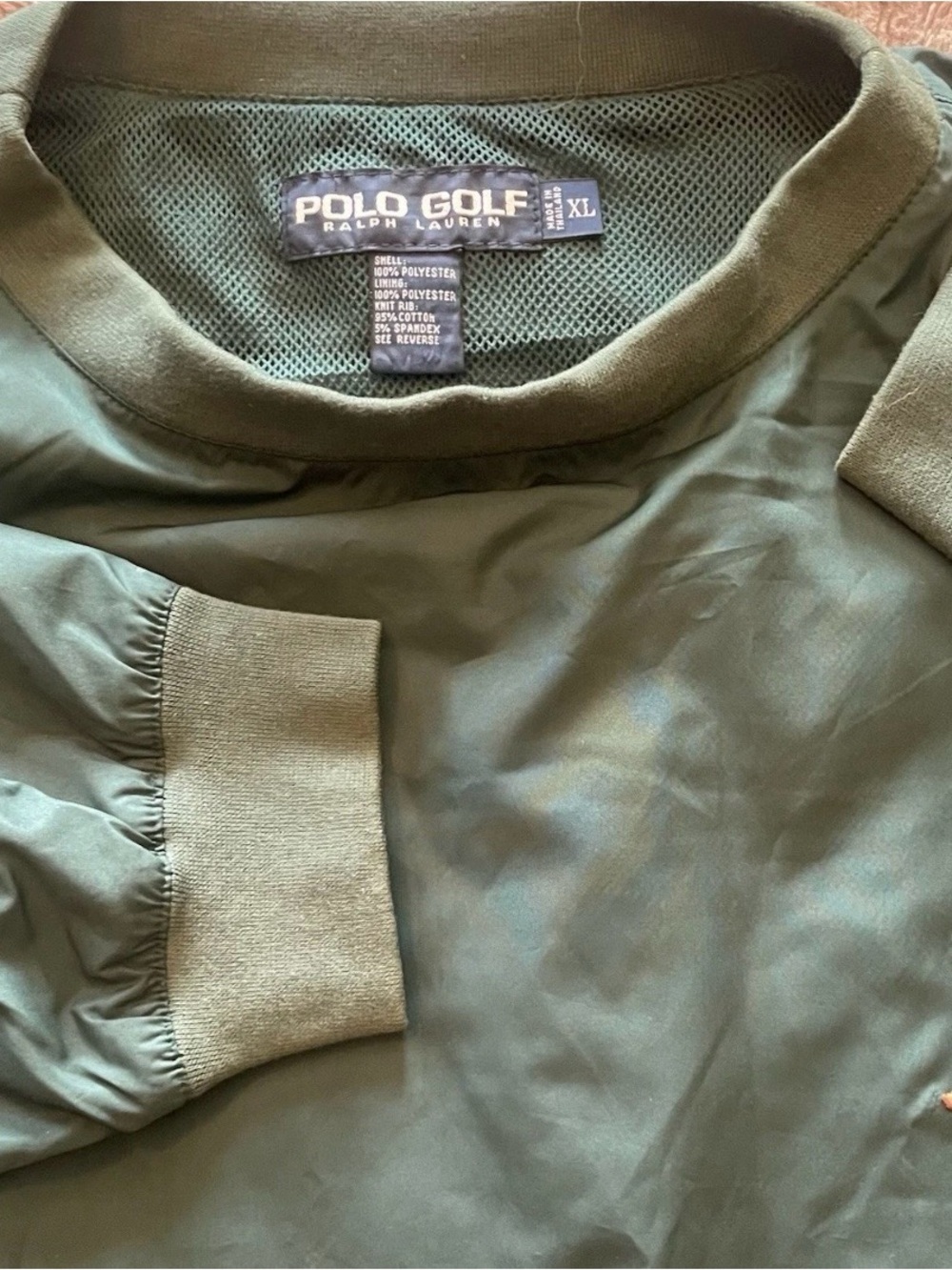 RALPH LAUREN Polo Golf Pullover Windbreaker Rain Jacket XL Green CLUBS CREST